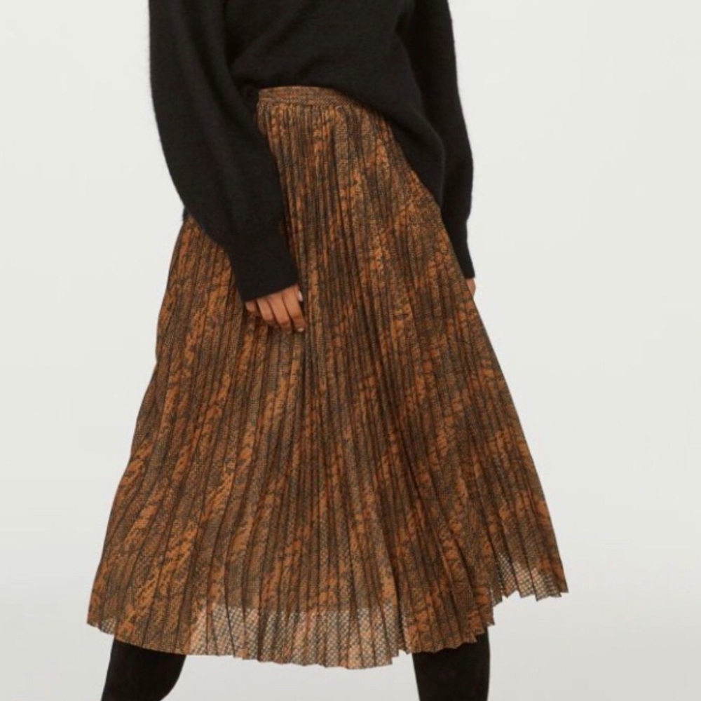 H&M Brown Pleated Skirt